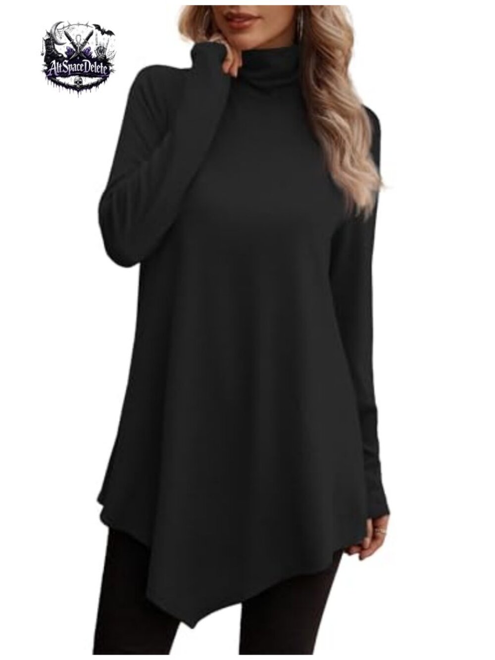 Turtle Neck Long Sleeve Tunic Top Women's Soft Polyester Spandex Fall